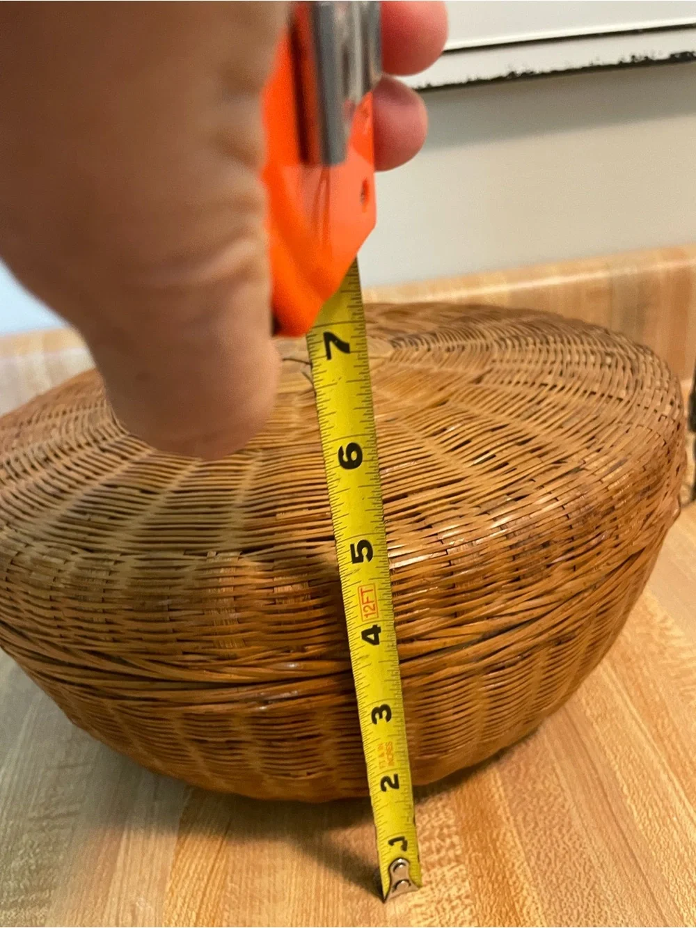 Vintage Brown Woven Round Storage Basket